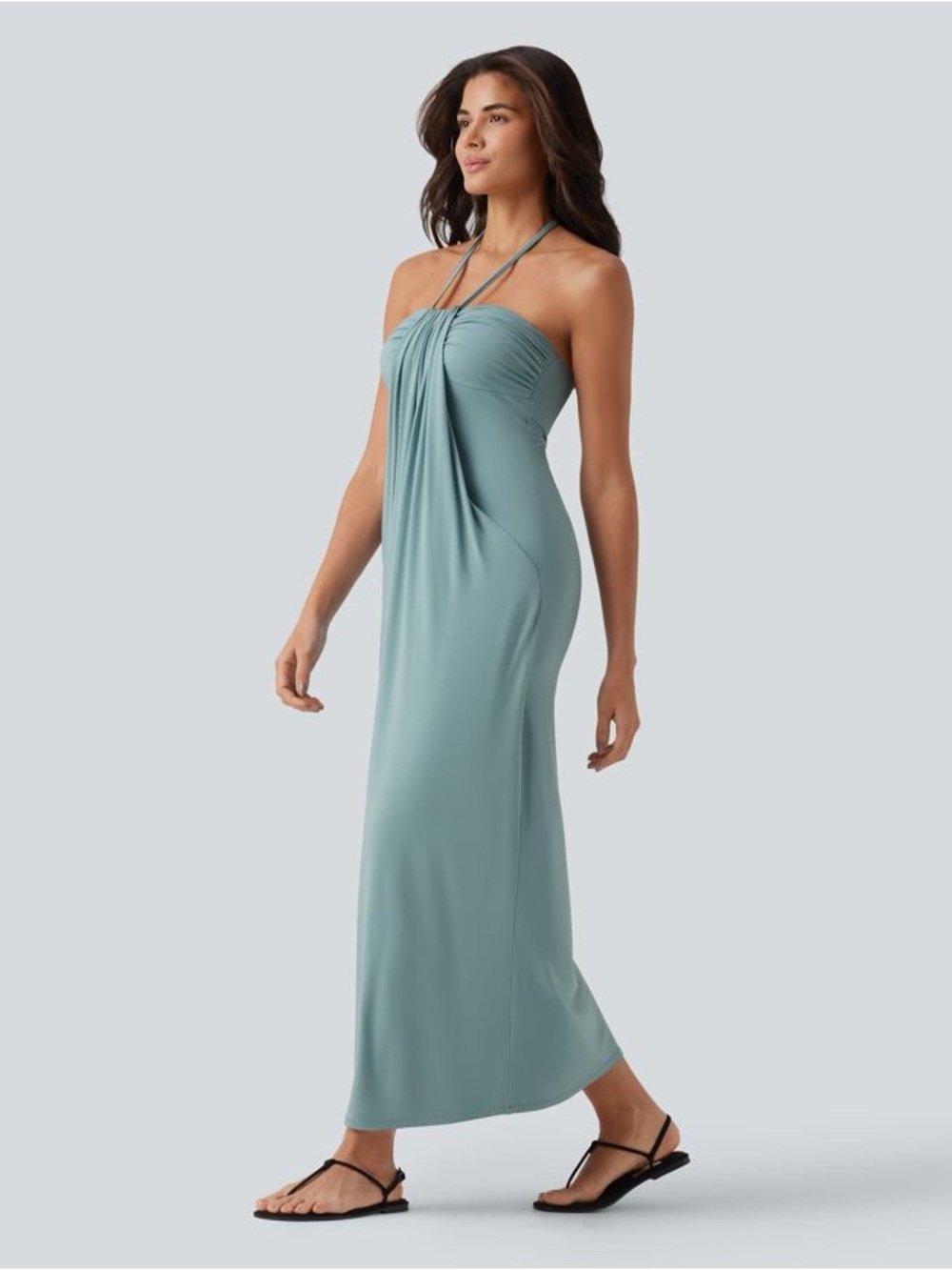 Halara Halter Tie Back Maxi Dress with Pockets - Picture 4 of 5